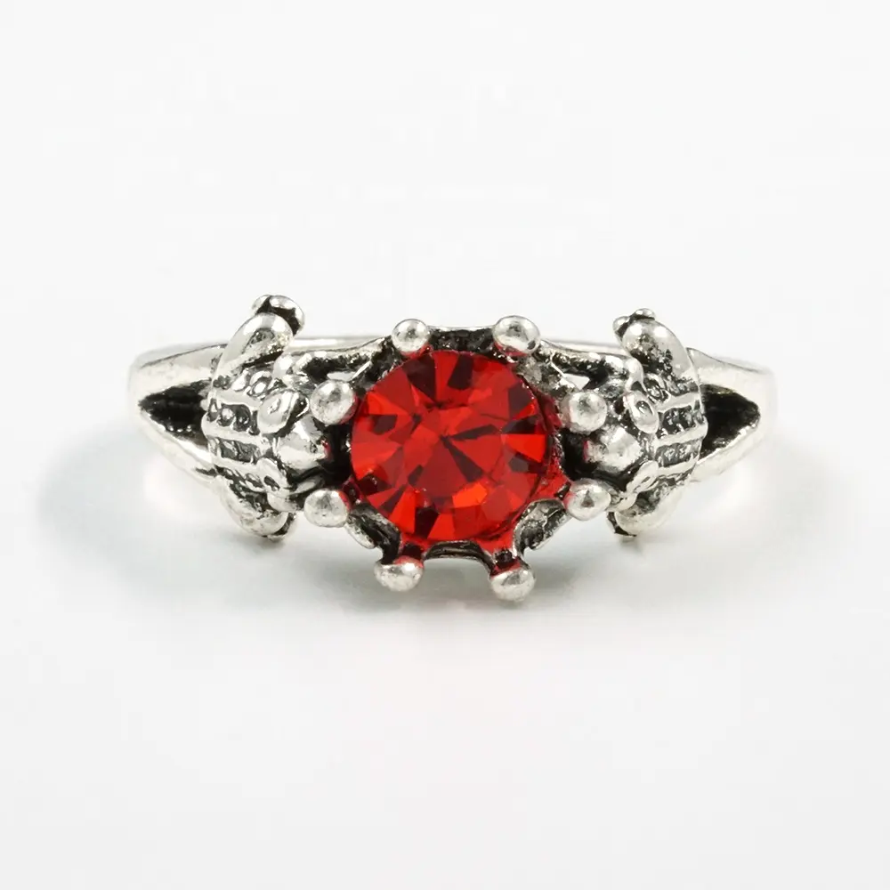 Retro Men's Punk Exaggerated Alloy Red Gemstone Rings