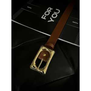 Ceinture de pantalon pour femme Fiori, boucle rectangulaire dorée, ceinture décontractée en alliage, cadre en forme de boîte, taille standard - Product Image 3