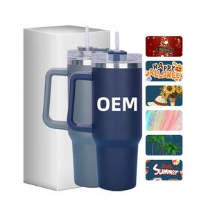 Wholesale 40Oz Mug Stainless Steel Tumbler <b>Cups</b> Vacuum Insulated Travel Coffee <b>Cup</b> <b>With</b> <b>Straw</b> Handle - Product Image 4