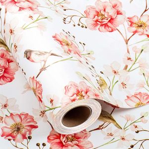 MAYPLUSS Gift Wrapping <b>Paper</b> Roll Pink Flower Birds Design 46.5 Sq Ft Single Side For Wedding Bridal Craft - Product Image 1