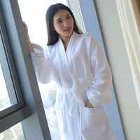 Peignoir en éponge pour femme, super doux et luxueux, 100% coton, logo brodé personnalisé, vêtements de nuit pour spa et hôtel, style tendance
