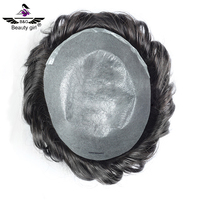 Toupet naturel pour hommes taille 9*11 pouces cheveux humains hommes toupet Base Pu peau mince toupet homme système de cheveux