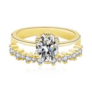 1 модное кольцо 2 карата mossanite Белое Золото Заполненные ювелирные изделия 925 стерлингового серебра Муассанит овальное кольцо для свадебных помолвок