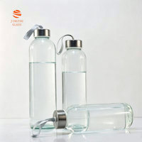 Couverture en acier inoxydable avec poignée et tasse en verre borosilicate de haute qualité, idéale pour les jus, le thé, les infusions de fruits, l'eau, etc.
