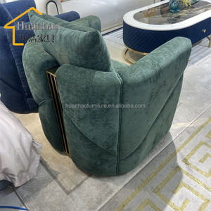 Fauteuil rembourré de luxe pour hôtel, vente en gros, mobilier moderne pour salon, canapé individuel, fauteuil de loisirs en velours et acier inoxydable - Product Image 5