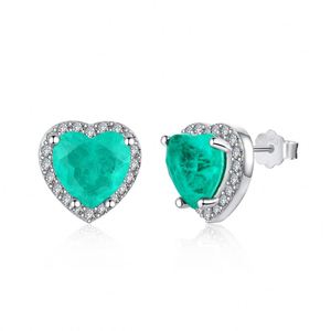 Pendientes de Plata de Ley 925 con Baño de Rodio, Diseño de Corazón Azul Paraíba, con Circonitas 5A, Estilo Eternidad, Nueva Colección Dylam - Product Image 1