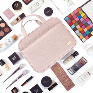 Trousse de toilette de voyage <span class=keywords><strong>rose</strong></span> personnalisée pour femmes, grand organisateur suspendu pour articles de toilette pleine grandeur et accessoires de maquillage - Product Image 4