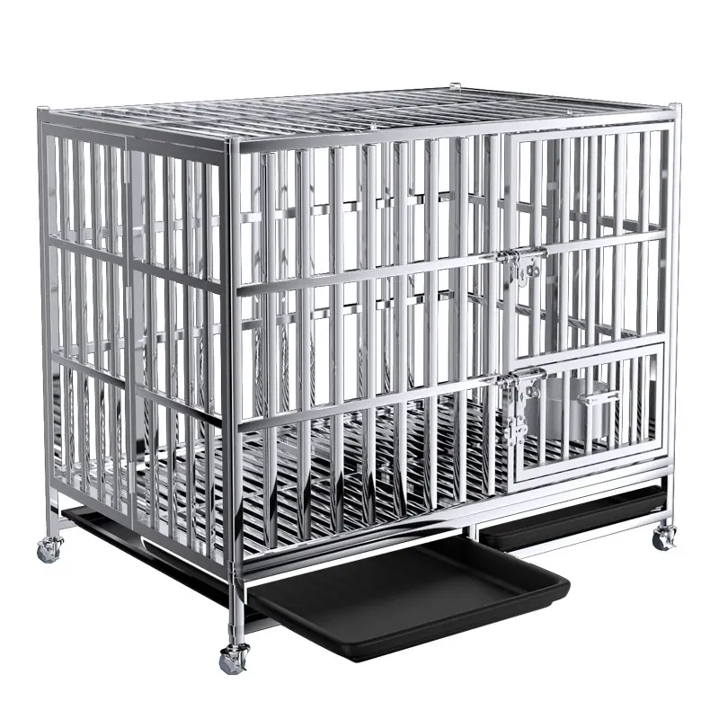 Heavy Duty Stainless Steel Dog Cage Kennel Crate and Playpen for Training Small Dog Indoor Outdoor with Doors & Locks Design