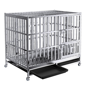Ağır paslanmaz çelik köpek kafesi kulübesi sandık ve oyun parkı eğitim küçük köpek kapalı açık kapılar ve kilitler ile tasarım - Product Image 1