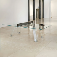 Vente directe d'usine, table de ping-pong en verre d'extérieur de style moderne, table de tennis de table de luxe en verre trempé transparent