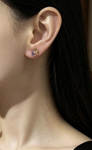 Pendientes de Oro Real de 18K Xinfly Au750 con Zafiros de Colores, Elegantes Joyas Finas para Mujer, Regalo para Mujer - Product Image 2