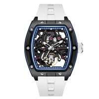 CHANCE 9-198G-1 Montres mécaniques bleu ciel en gros, boîtier en acier, tourbillon, montres automatiques de luxe, cadran ajouré, montre pour homme