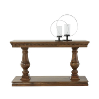 Console de style provincial français en chêne avec piétement en moulure dentelée marron pour entrée, hôtel, salon, vente en gros, OEM, sur mesure