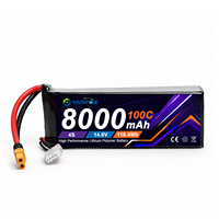 Batterie Lipo haute capacité Yattox 4S 8000mAh 100C 100% LCO pour voiture RC, bateau, hélicoptère, jet EDF, haute décharge