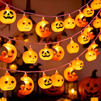 Guirlande de lanternes LED CAIQI Halloween Citrouille et Lune, Décoration, Accessoires Photo, Ambiance Horreur pour Bar, Lumières Colorées Extérieures