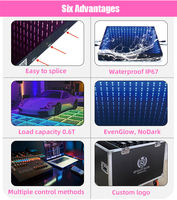 Piste de danse LED illuminée pour événements, scène à miroir infini 3D, plancher de danse LED magnétique lumineux pour mariage