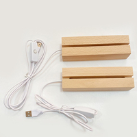 Base lumineuse LED en bois, support de base pour écran LED en bois, veilleuse, support de lampe LED 3D, alimenté par USB, base en bois pour acrylique DIY