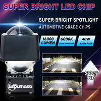 Mini projecteur bi-LED carré de 1,5 pouce avec lentille matricielle pour phare, feux de brouillard et laser cube, pour la rétrofit de motos et de voitures (grille)