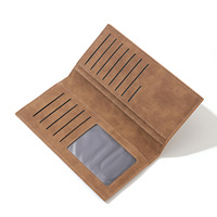 Dompet Pria Panjang Kulit PU Retro Baru, Sederhana dan Tipis dengan Banyak Slot Kartu, Dompet Jas, Tempat Kartu