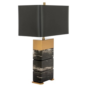 Marble <b>Table</b> <b>Lamp</b> Black Gold <b>Base</b> Rectangular Shade LED E27 Bulb Home Decor Living Room Bedroom Lighting - Product Image 1