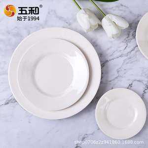 Five And Harmony White Round Plastic Plates Solid Color Melamine Dinnerware For Hotel Party Use - Product Image 4