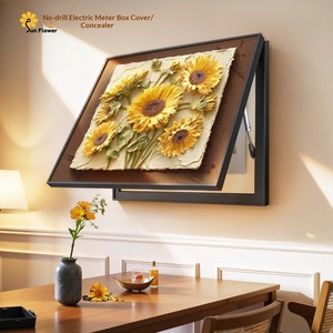 Tableau décoratif mural encadré pour boîtier de compteur ou de distribution, motif tournesol, style antique, <span class=keywords><strong>peinture</strong></span> pulvérisée, imperméable - Product Image 2