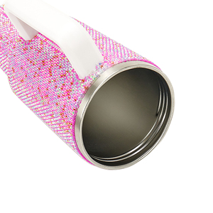 Vente en gros 40 Oz Voyage en acier inoxydable miroitant vide strass gobelet isolé clouté Bling tasse à café gobelets avec poignée - Product Image 4