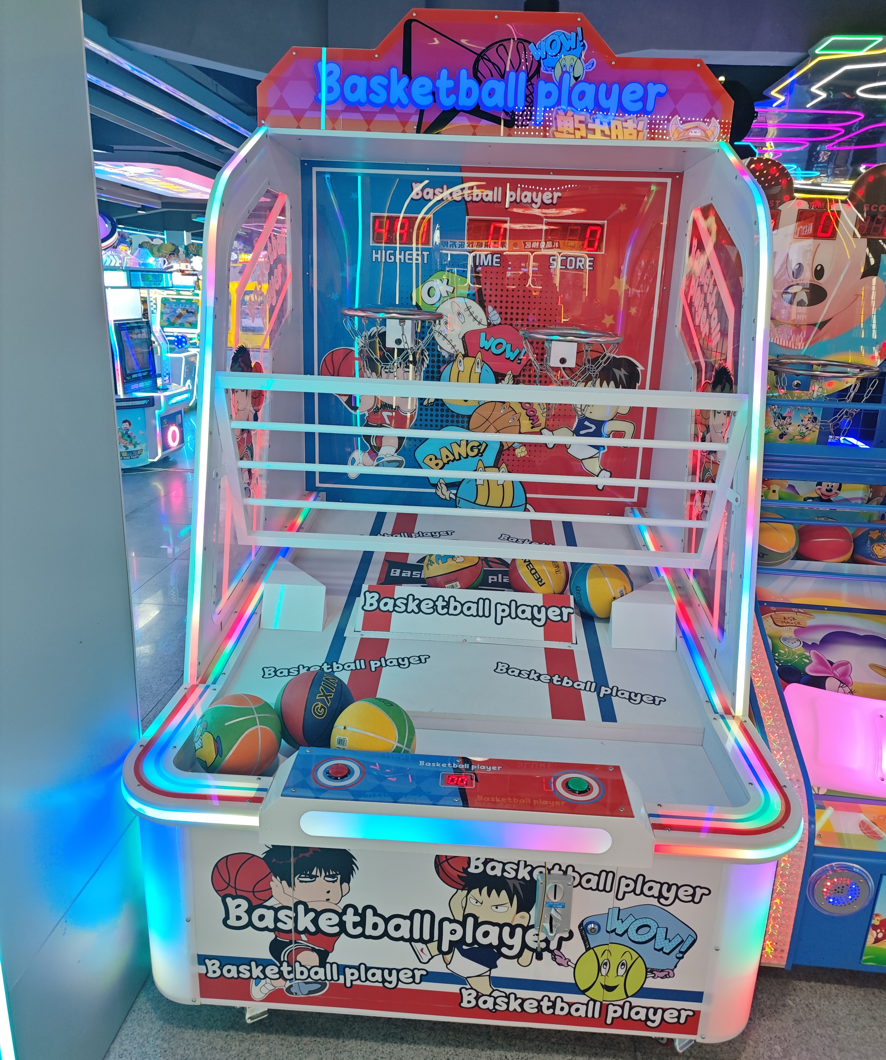Coin-Operated Arcade Basketball Machine Commercial Indoor Amusement Park Game Center Equipment with LED Score Display