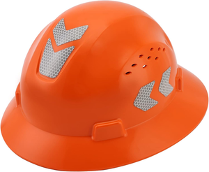 Casque de sécurité de chantier à bord complet certifié ANSI CE pour hommes et femmes, en HDPE, réglable, avec ventilation, casque rigide, autocollant réfléchissant - Product Image 1