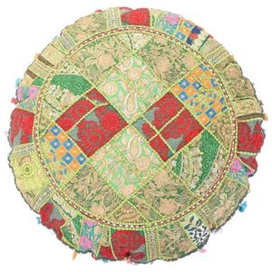 Cojín de Piso de Algodón de Estilo Bohemio de Inspiración Vintage, Diseño de Patchwork, Ecológico, Lavable, con Patrón Festivo - Product Image 4