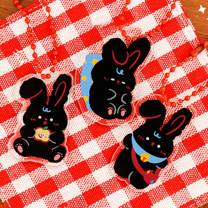 Custom Black Sugar Rabbit <b>Anime</b> Bead Chain Acrylic <b>Keychain</b> Student Cute Bag Decoration DIY Pendant <b>Keychain</b> Pendant - Product Image 4