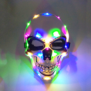 Horreur brillant LED crâne masque unisexe lumineux squelette tête masque <span class=keywords><strong>Halloween</strong></span> effrayant Cosplay accessoires clignotant déguisement masque fournitures - Product Image 2