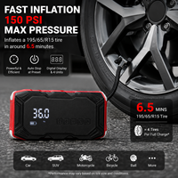 Cordless Tire Inflator with Jump Starter 4000A Peak 150PSI Portable Air Compressor Power Bank LED