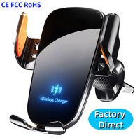 Support de téléphone de voiture à charge rapide sans fil 15W, flexible et portable, fixation sur grille d'aération, support de chargeur pour surface en verre, directement de l'usine