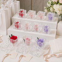 Faveurs de mariage : mini rose véritable dans un récipient en verre, fleur préservée longue durée, cadeau pour événements et cadeaux promotionnels