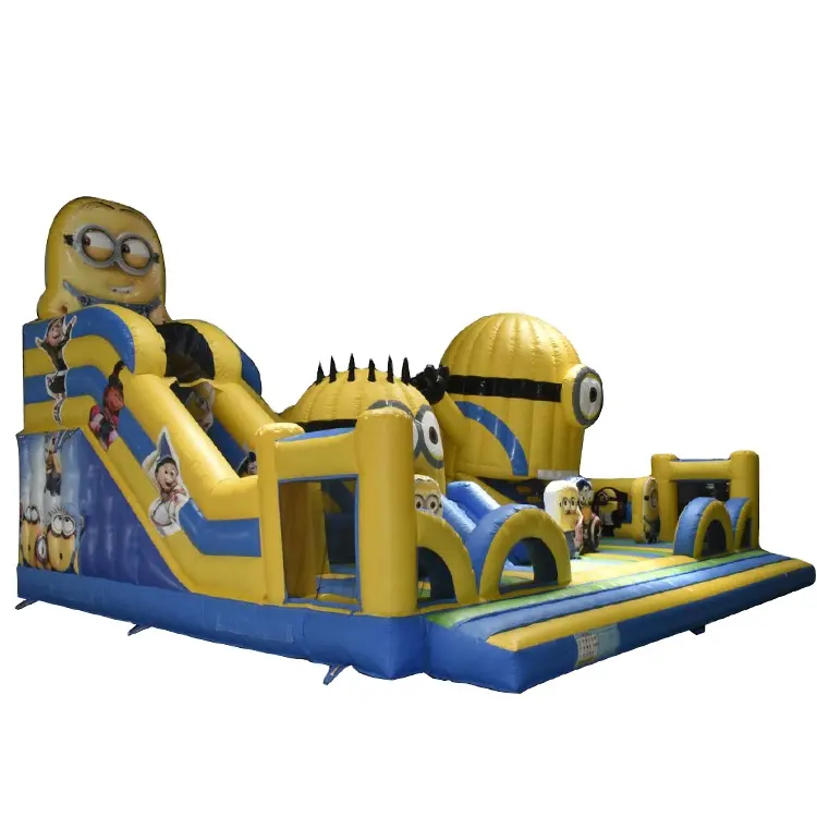 giant cartoon inflatable fun city jungle bouncer play games with slide for kids