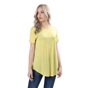 Breathable Cotton Short Sleeve Round Neck Tunic Tee Shirt <b>Tops</b> for Women Latest t Shirt for Women with Custom Printing Service - Product Image 1