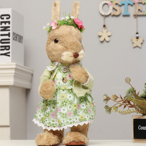 Conejo de Pascua de Paja Natural, Conejita y Niños de Pie, Decoración de Primavera, Pascua, MOQ 100 Piezas - Product Image 2