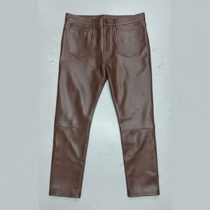 Genuine Leather Coffee Brown Lambskin Pant <b>Trouser</b> Store Hot Sale USA Fashion Show Santa Gifts Custom Sample - Product Image 1