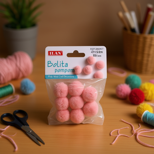 Pompon Ilan Bolita 2,5 cm in Lana Rosa per Decorazioni Artigianali - Product Image 3