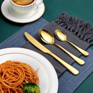Ensemble de couverts minimalistes écologiques en acier inoxydable pour mariage et fête, couteau, fourchette, cuillère, vaisselle, compatible lave-vaisselle - Product Image 5