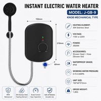 Chauffe-eau instantané électrique sans réservoir 110-220V 3500W, élément chauffant en acier inoxydable et plastique, affichage LED, IPX4, pour hôtel et camping-car