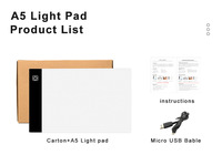 A5 LED Lingt Pad Light Box Dessin Croquis Conseil 2D Animation Photo Croquis X-Ray visualisation Conception 3 niveaux Gradation