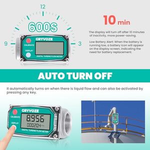 1 inch kỹ thuật số biến khu vực nhiên liệu đo lưu lượng 2.6-26 <span class=keywords><strong>GPM</strong></span> Inline NPT chủ đề thép không gỉ 3/4 Adapter hỗ trợ nước Diesel gas - Product Image 4