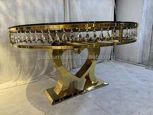 Foshan di alta qualità in acciaio inox oro telaio rotondo in marmo Top tavolo da pranzo per la <span class=keywords><strong>sala</strong></span> di nozze - Product Image 5