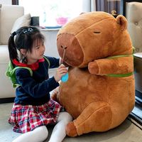 Peluche géante de capybara Ditucu avec sac à dos tortue, grande peluche de capybara douce et épaisse, jouet en peluche surdimensionné pour cadeau