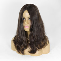 Perruque juive pour femme en cheveux humains vierges chinois, avec dessus en soie couleur mèches, base en soie semi-faite à la main