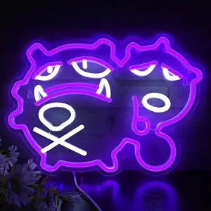 애니메이션 위즈 LED 네온 사인 독특한 포켓 몬스터 벽 장식 LED 조명 게임 룸 침실 파티 어린이를위한 생일 선물