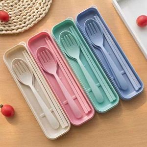 Eco-Friendly Wheat Straw Utensil Set for Kids Portable Travel Cutlery with Case - Product Image 2