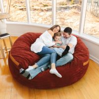 Meilleure Vente Grande Housse de Pouf Poire Intérieur en Velours Côtelé Rouge Tissu Doux Canapé Salon Hiver Confortable Déco Mobilier Italien Non Rembourré